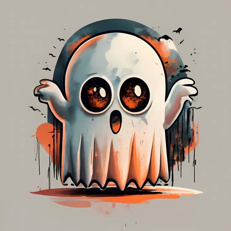 Surprised Cute Ghost with Big Eyes