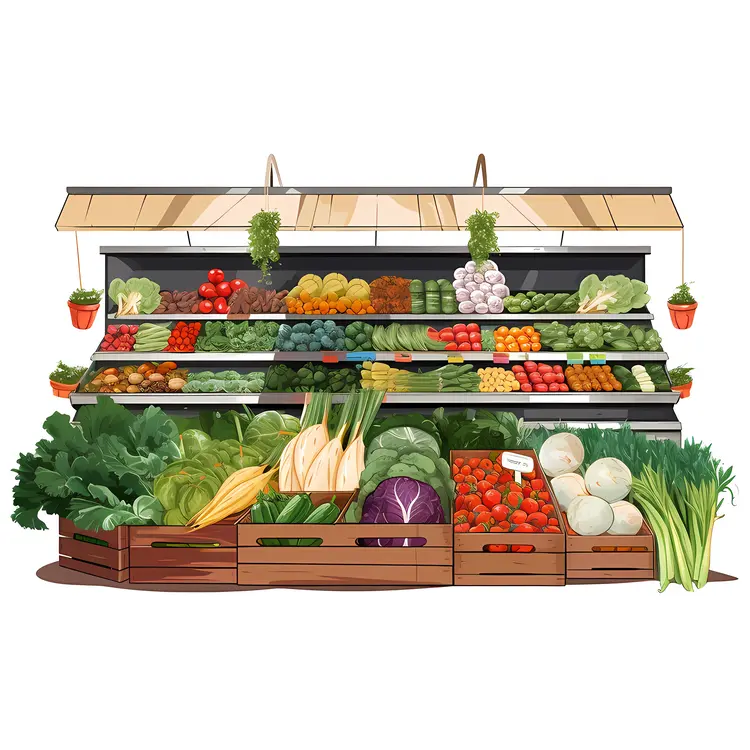 Colorful Vegetable Stand in Market