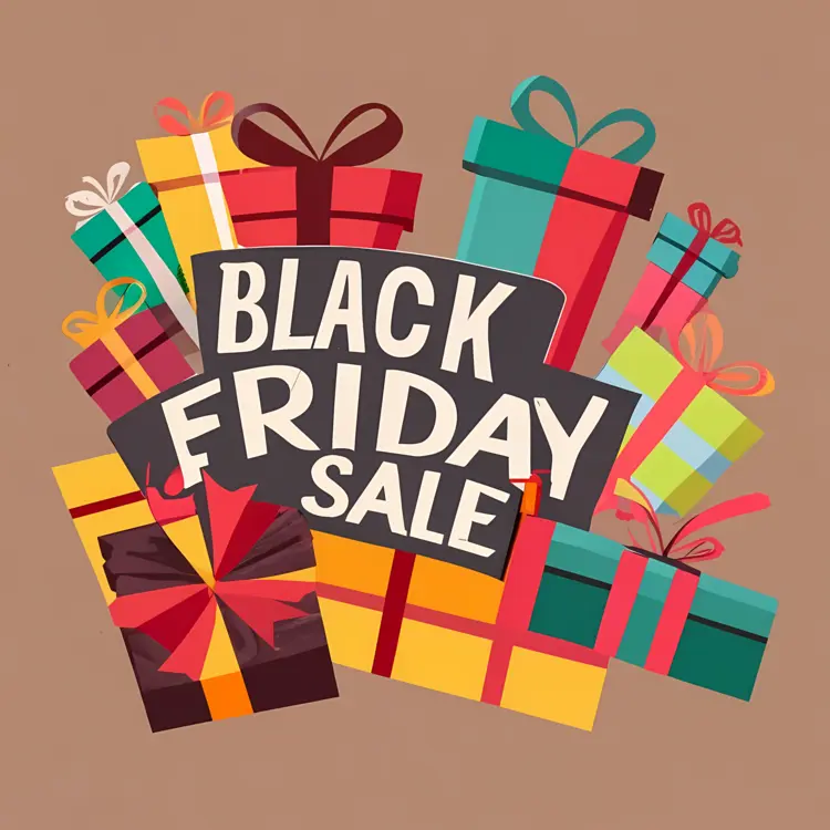 Black Friday Sale with Colorful Gifts