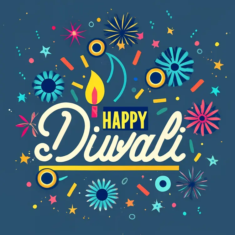 Happy Diwali with Colorful Decorations