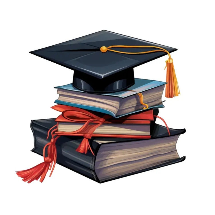 Graduation Cap on Stack of Books