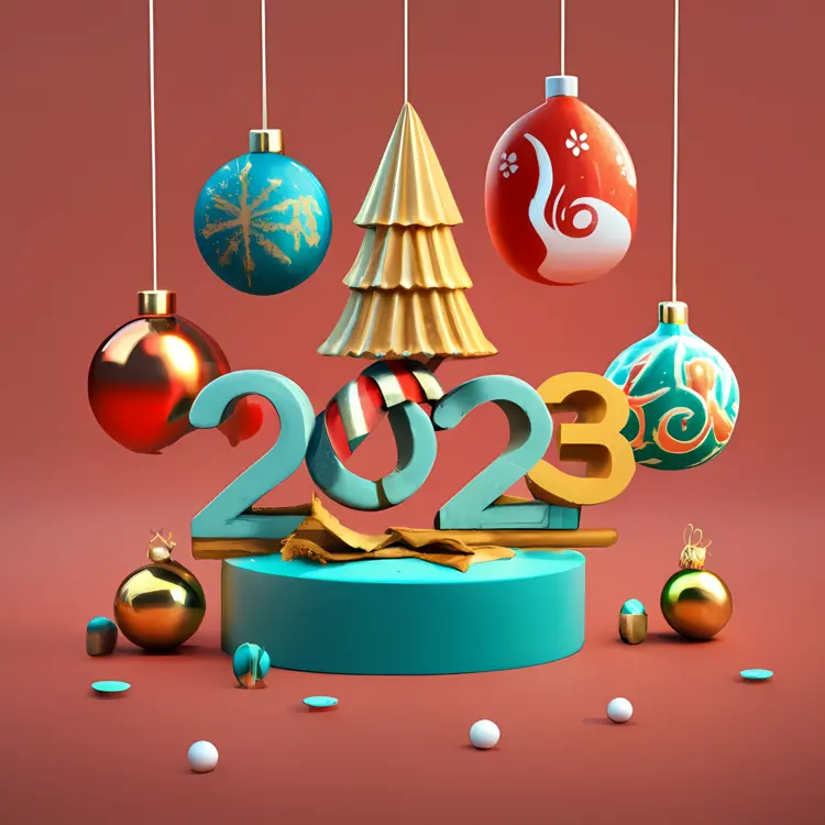 2023 with Ornaments and Tree
