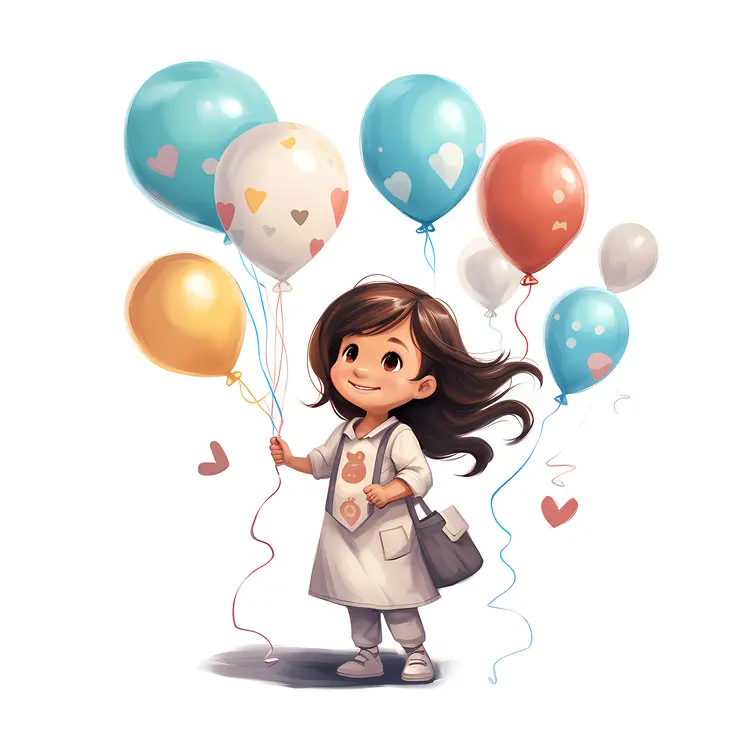Happy Girl with Fruits and Picnic Items