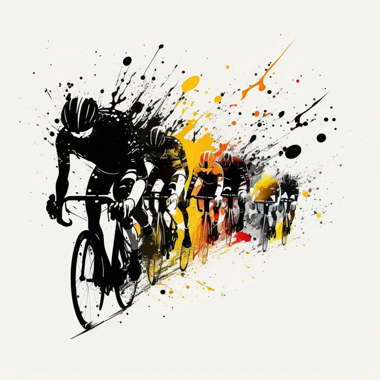 Abstract Art of Cyclists Racing