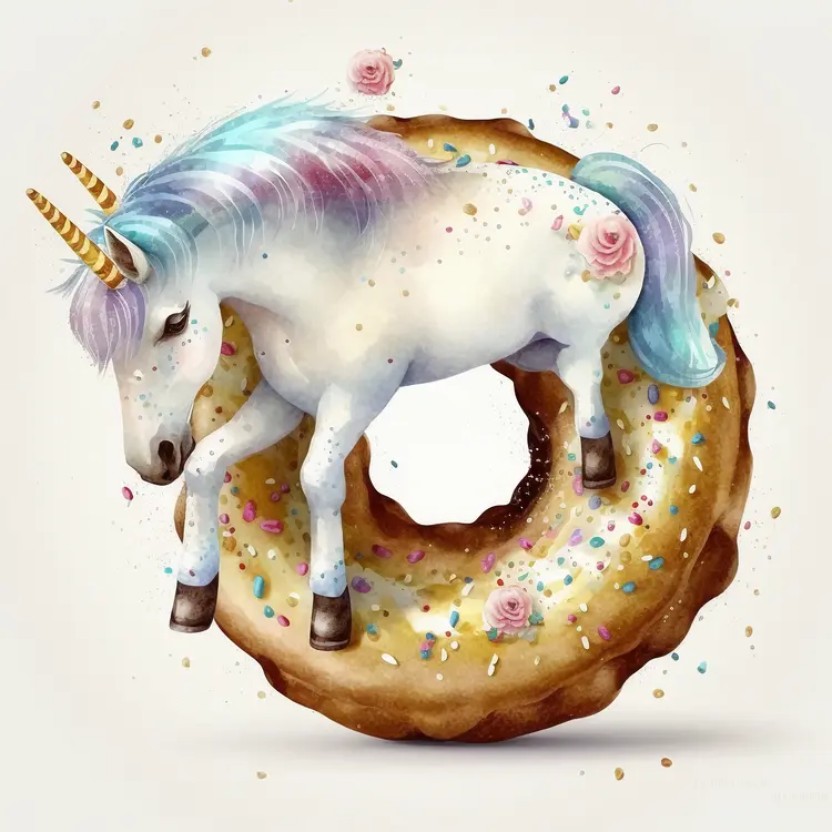 Unicorn with Donut and Sprinkles