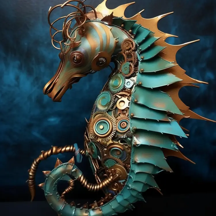 Intricate Steampunk Seahorse Sculpture