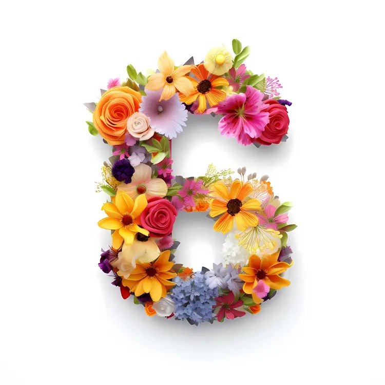 Colorful Floral Number Six