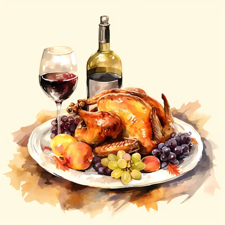 Roasted Turkey with Wine and Grapes