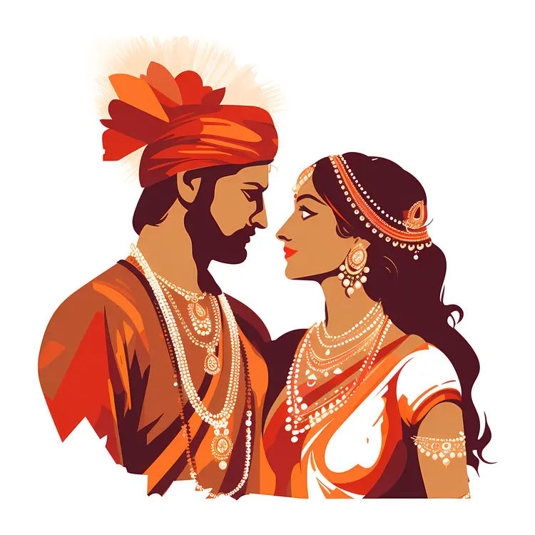 Couple in Traditional Attire with Jewelry