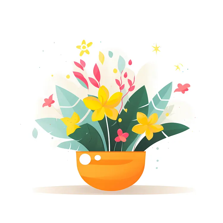 Colorful Flower Pot Illustration