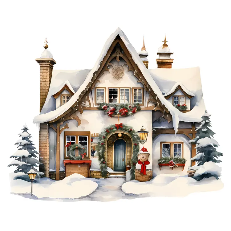 Cozy House with Christmas Decorations