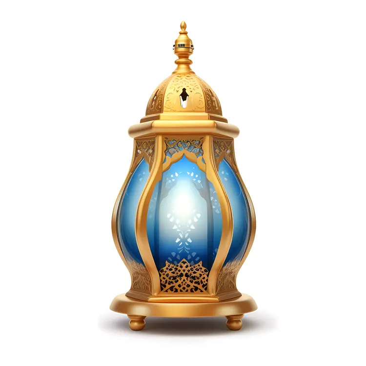 Golden and Blue Lantern with Intricate Design