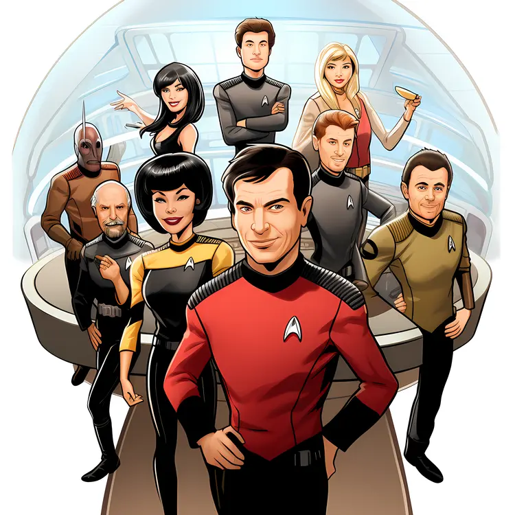 Star Trek Crew in Cartoon Style
