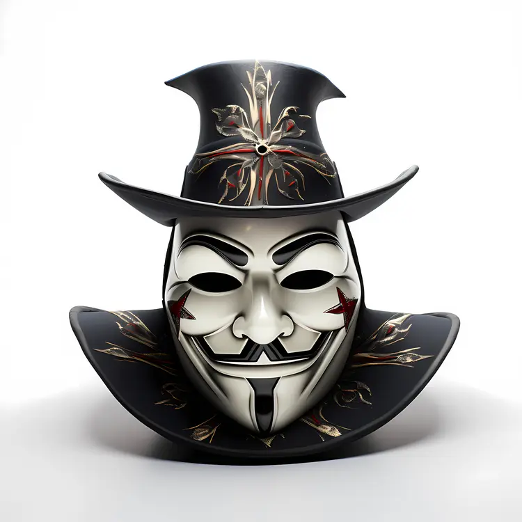 Guy Fawkes Mask with Floral Hat