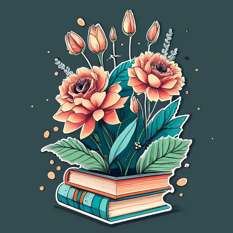 Books with Blooming Flowers