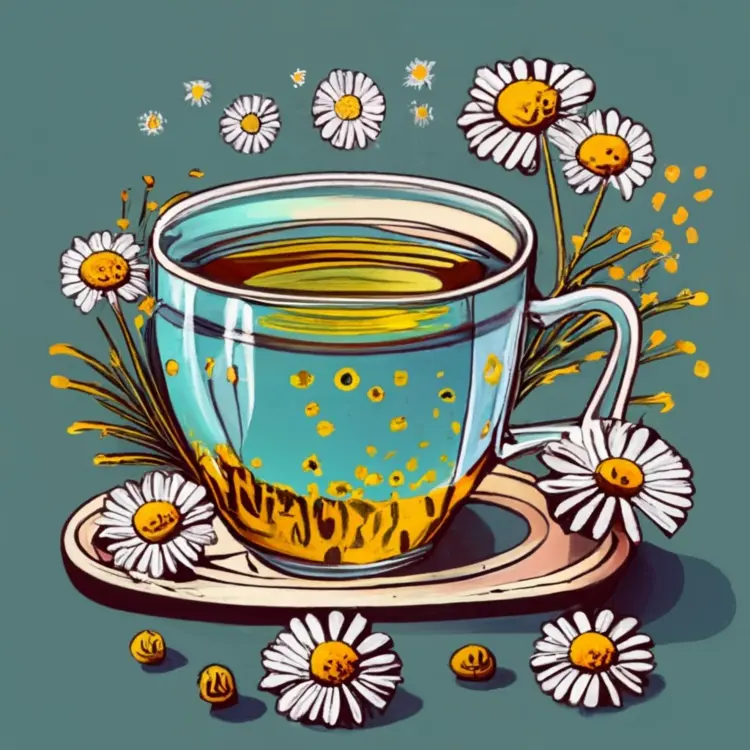 Lovely Tea Cup with Chamomile Flowers