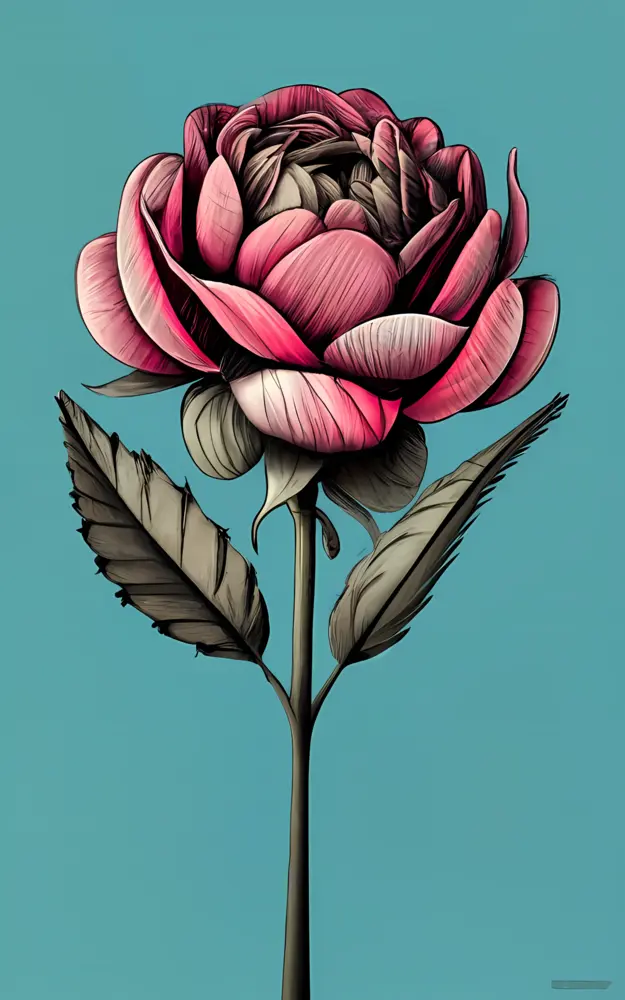 Single Flower with Green Leaves