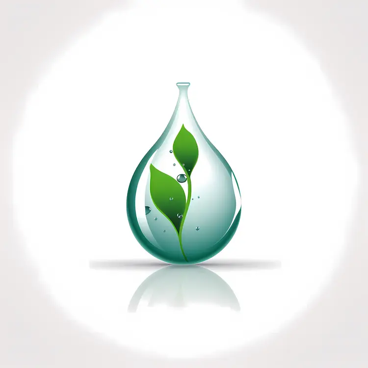 Water Drop with Leaf Reflection