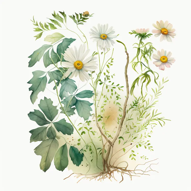 Beautiful Daisy Botanical Illustration in Watercolor