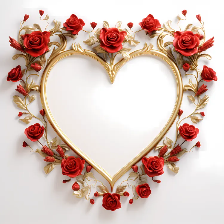 Heart Frame with Red Roses