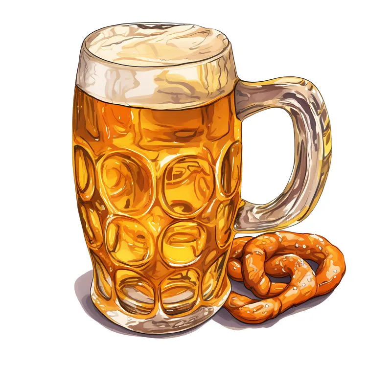 Beer Mug with Pretzel Illustration