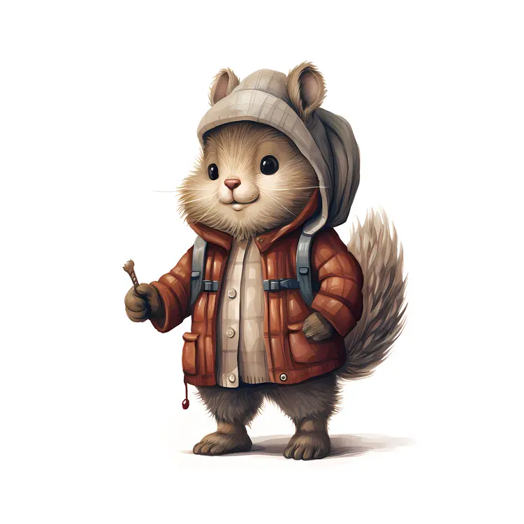 Cute Squirrel in Winter Clothes