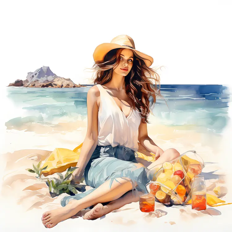 Woman Relaxing on a Summer Beach