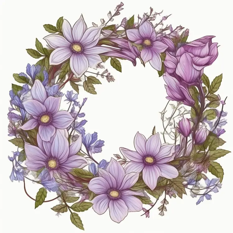 Beautiful Purple Flower Wreath Illustration