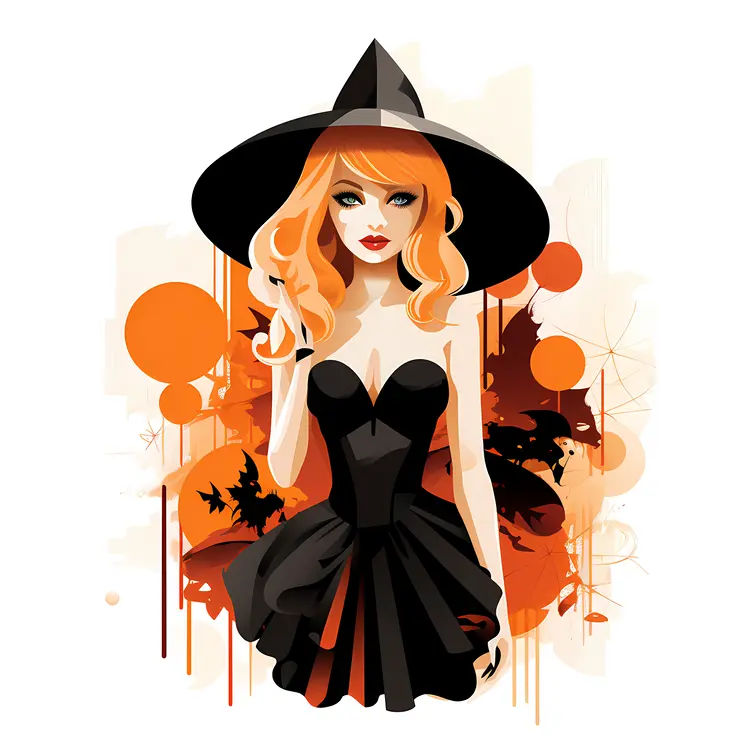 Stylish Witch with Hat