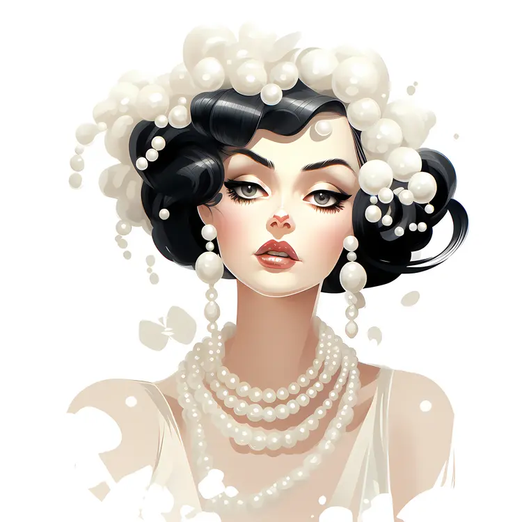 Elegant Woman with Pearl Adornments