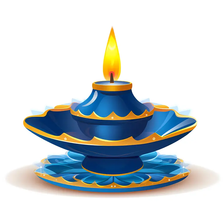Blue Candle with Flame