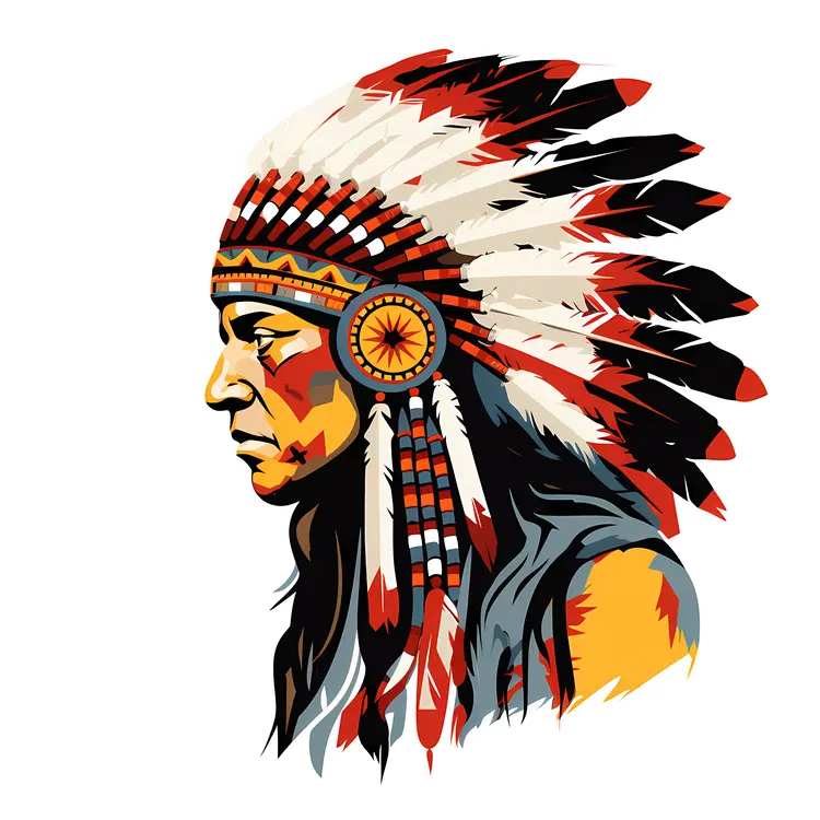 Native American Chief in Profile