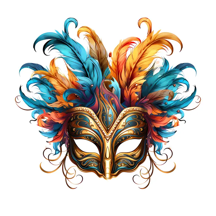 Colorful Feathered Mask for Masquerade Party