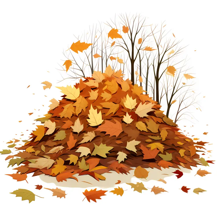 Pile of Autumn Leaves in Nature