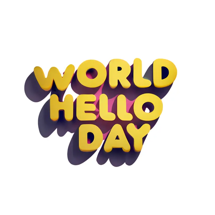 World Hello Day Text with Yellow Letters