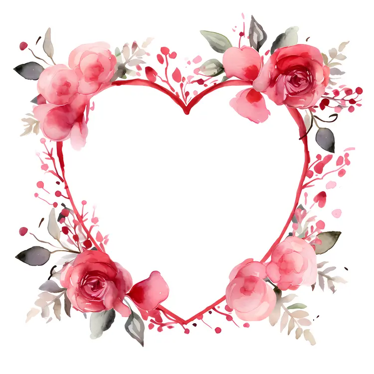 Romantic Floral Heart Frame