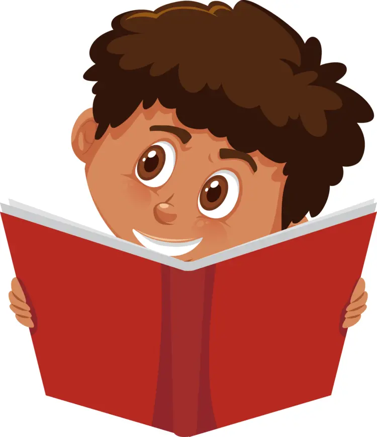 Boy Reading a Red Book