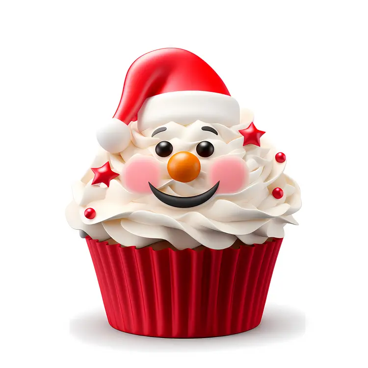 Santa Claus Cupcake with Red Hat