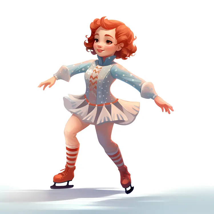 Ice Skater in Polka Dot Dress