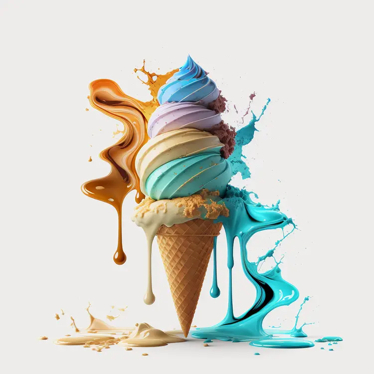 Colorful Swirled Ice Cream Cone