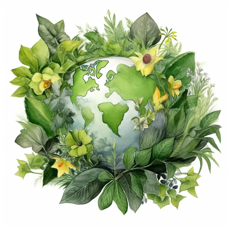 Earth with Plants Illustration