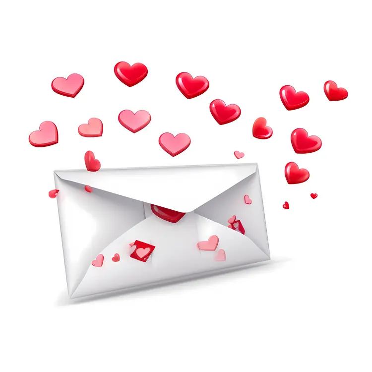 Love Letter with Hearts for Valentine's Day