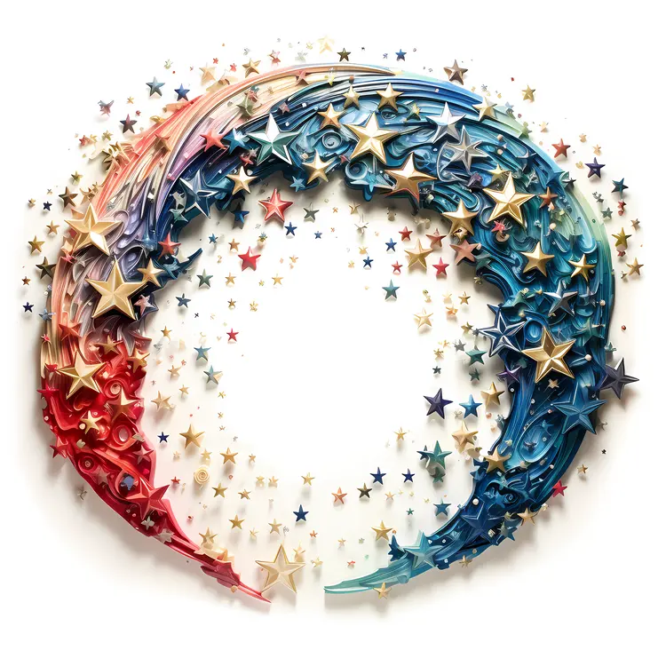 Colorful Crescent with Stars