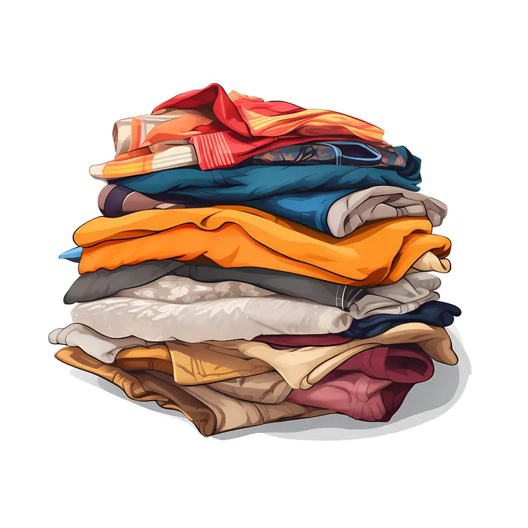 Colorful Stack of Folded Clothes