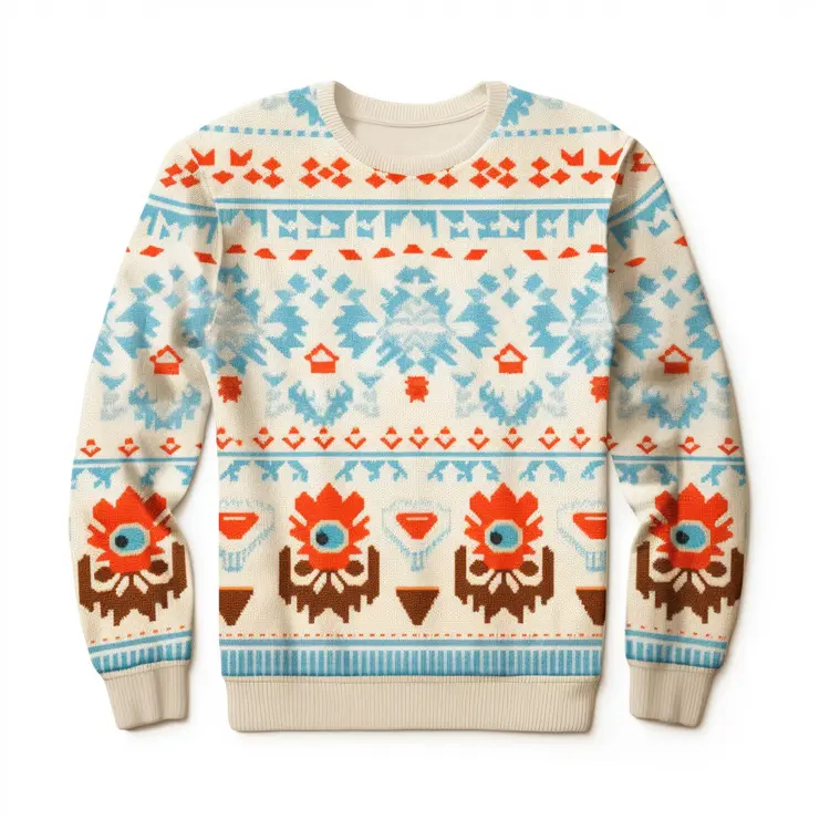 Colorful Patterned Sweater for Winter Holidays