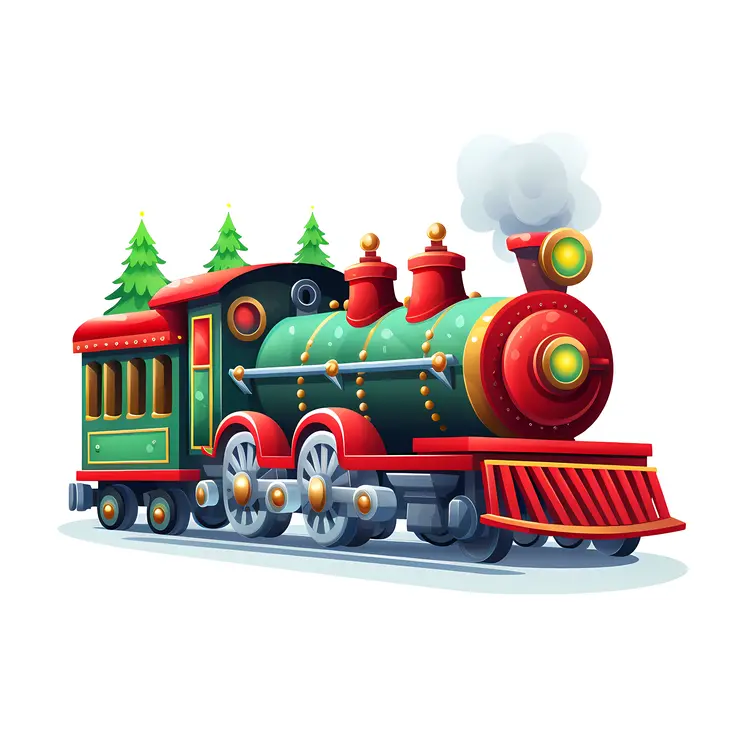 Green and Red Cartoon Train