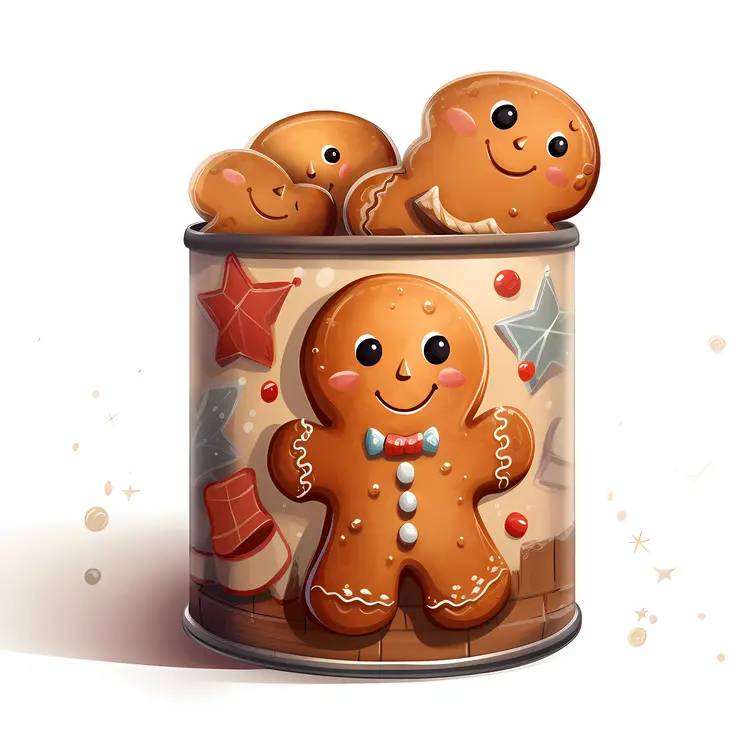 Happy Gingerbread Men in a Festive Tin