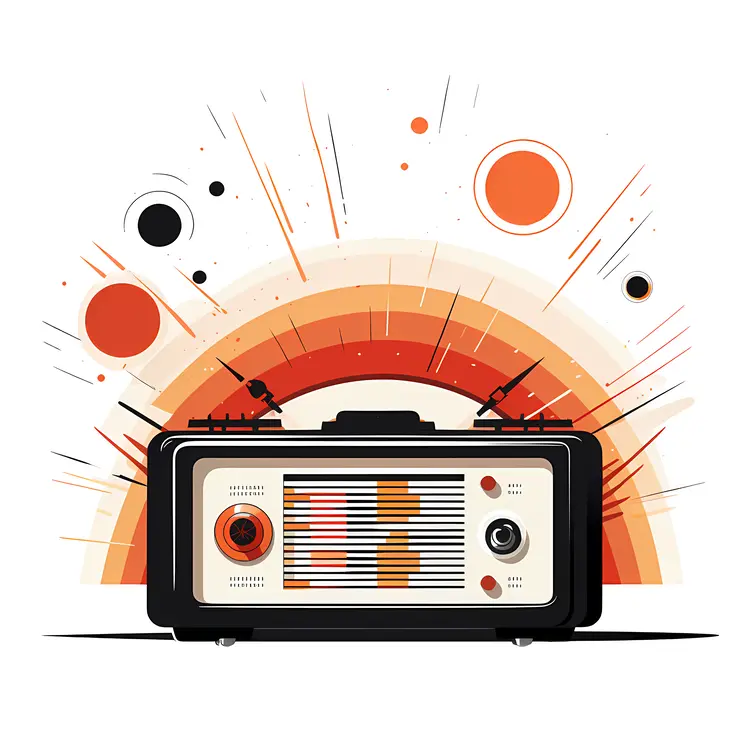 Retro Radio with Sunburst Design