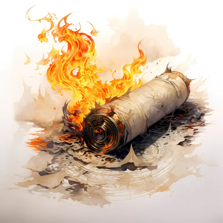 Paper Roll Engulfed in Flames