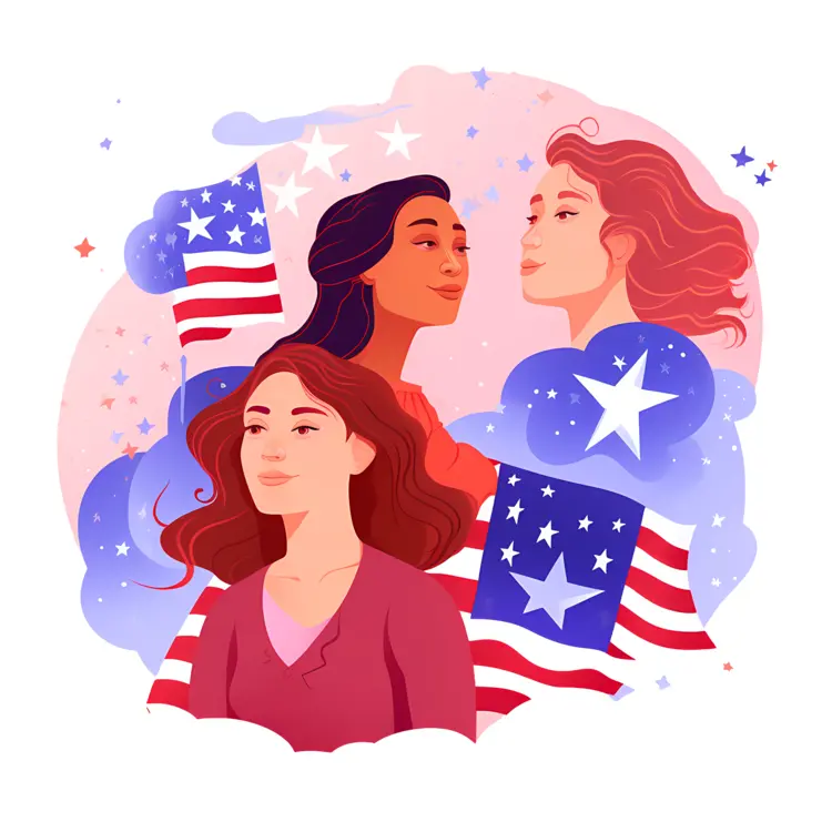 Patriotic Women Celebrating Independence Day